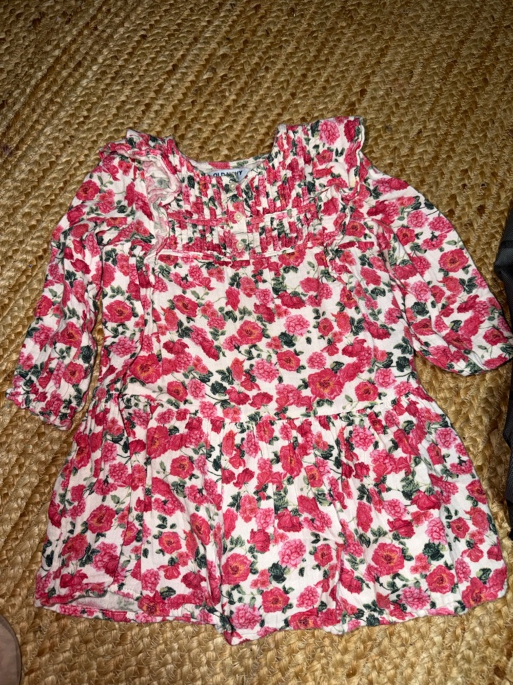 Old Navy Pink Floral Long-Sleeve Dress